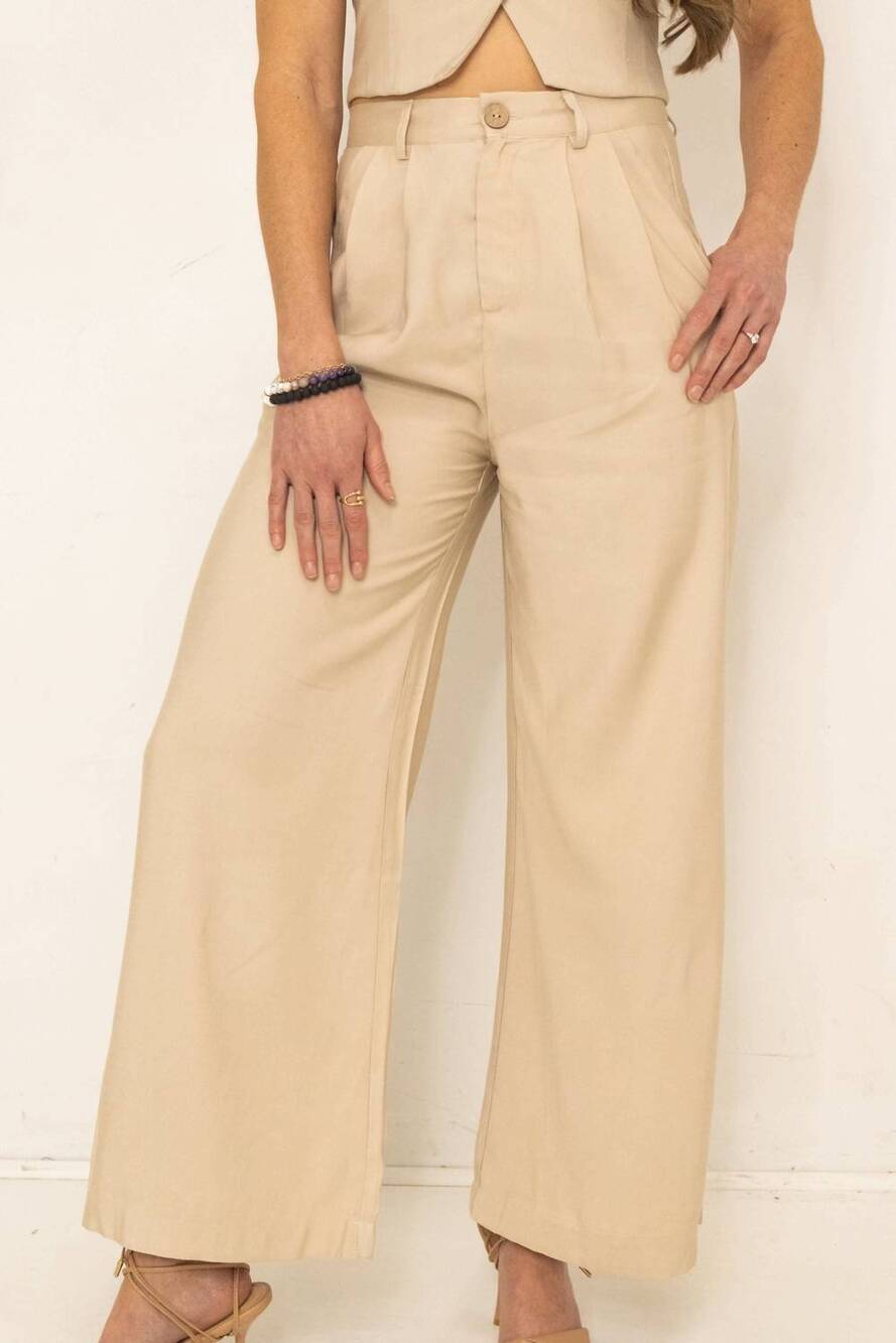 NEW MIOU MUSE mia high waisted wide leg trouser in stone
